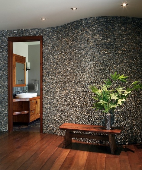 stone pebble interior wall